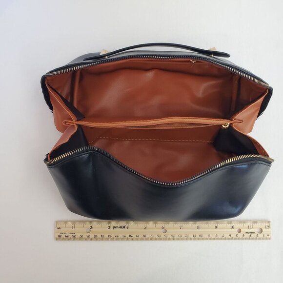 Large Cosmetic Women's Makeup Vegan Leather Multifunctional Travel Toiletry Bag - Picture 3 of 14